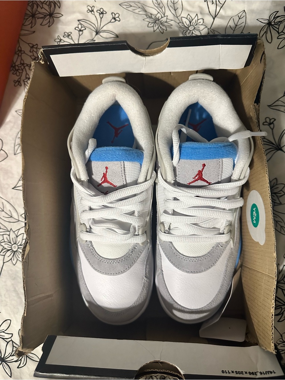 Jordan Kids White, Gray & Blue Sneakers